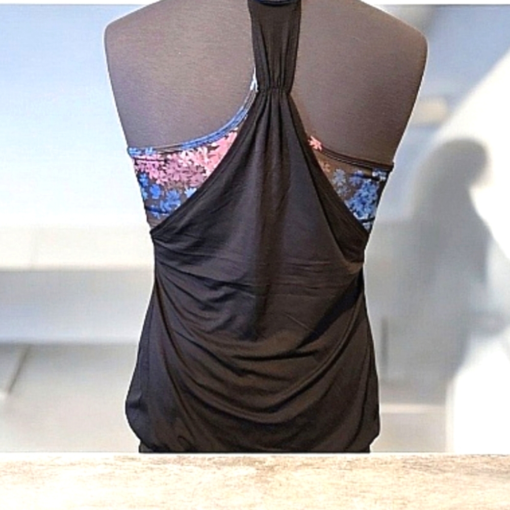 Lululemon No Limits TankBlack / Petal Pop Multi Size 10 - Picture 2 of 9